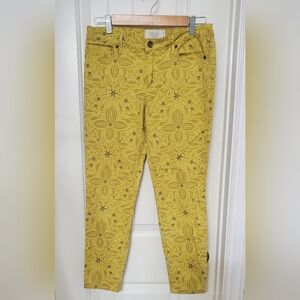 Rachel Roy Yellow Patterned Ankle Jeans